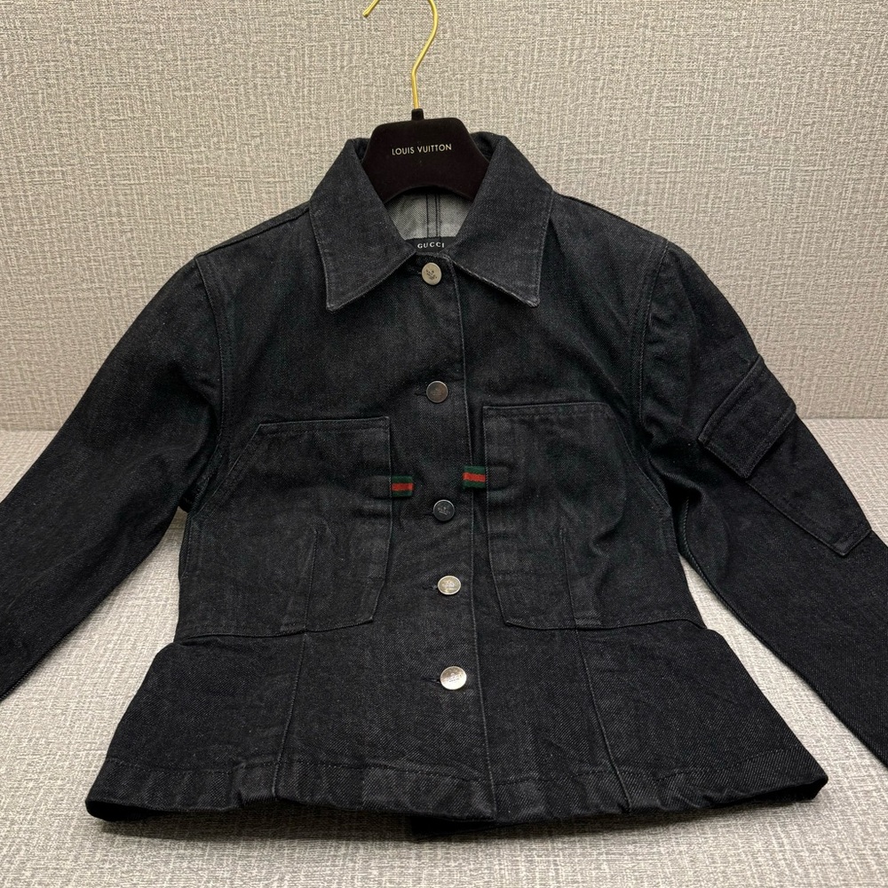 ❌SOLD❌GUCCI Authentic Denim Jean Black Jacket Size Small | 9901566💚 - Picture 17 of 17